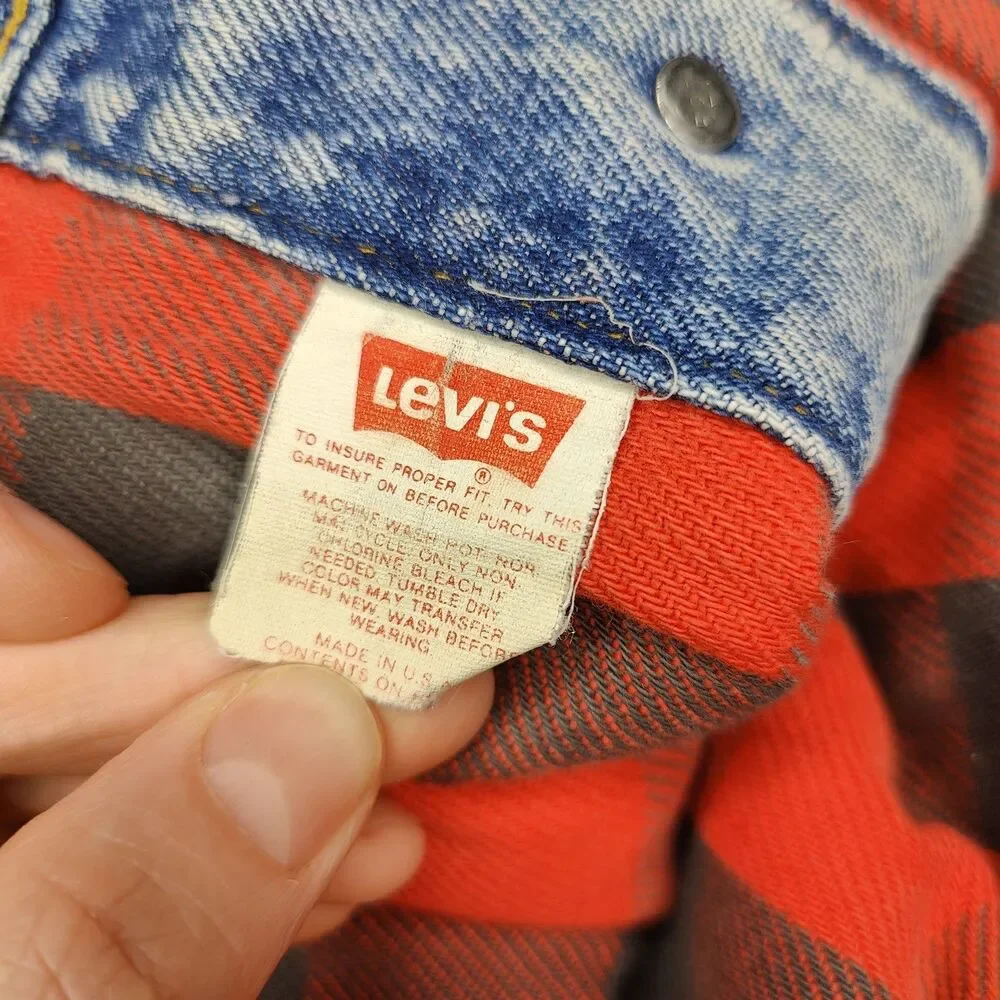 Vintage Levis Jacket Mens 44L Thrashed Blanket Lined Type 3 Denim USA Made 80s